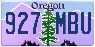 OR license plate 927MBU