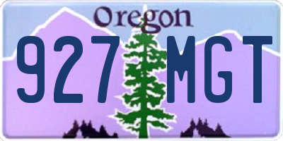 OR license plate 927MGT