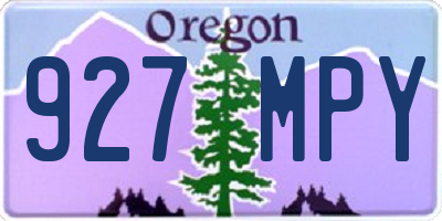 OR license plate 927MPY