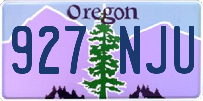 OR license plate 927NJU