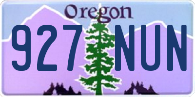 OR license plate 927NUN