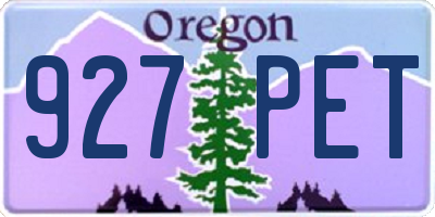 OR license plate 927PET