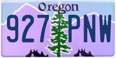 OR license plate 927PNW