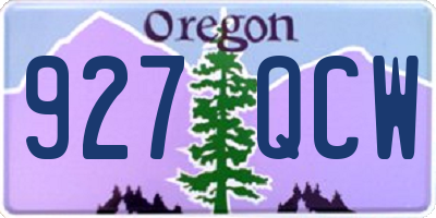 OR license plate 927QCW