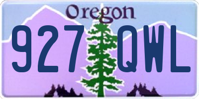 OR license plate 927QWL
