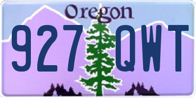OR license plate 927QWT