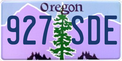 OR license plate 927SDE