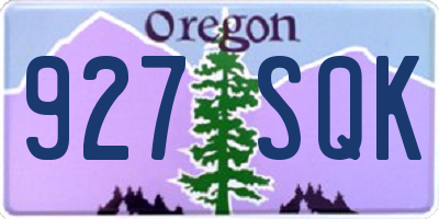OR license plate 927SQK