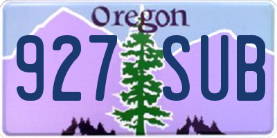 OR license plate 927SUB