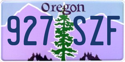 OR license plate 927SZF