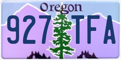 OR license plate 927TFA