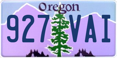 OR license plate 927VAI