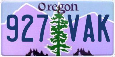 OR license plate 927VAK