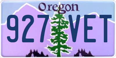 OR license plate 927VET