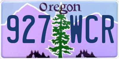 OR license plate 927WCR