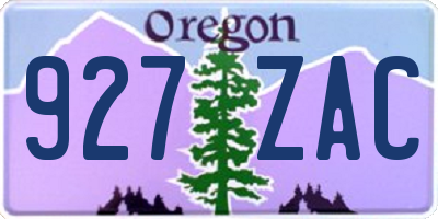 OR license plate 927ZAC