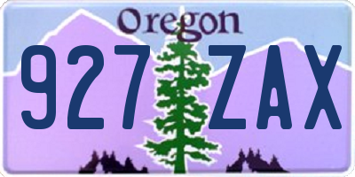 OR license plate 927ZAX