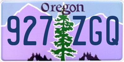 OR license plate 927ZGQ