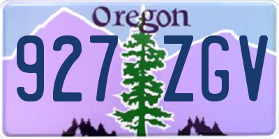 OR license plate 927ZGV