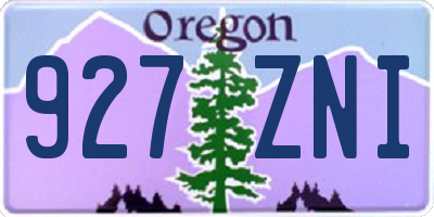 OR license plate 927ZNI