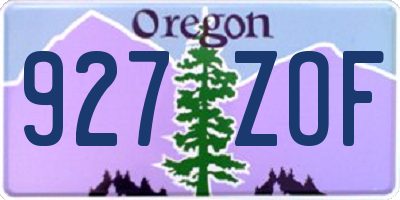 OR license plate 927ZOF