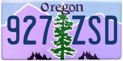OR license plate 927ZSD