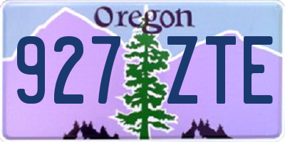 OR license plate 927ZTE