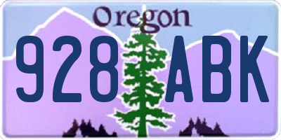 OR license plate 928ABK