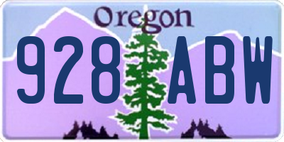 OR license plate 928ABW