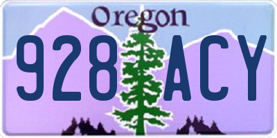 OR license plate 928ACY