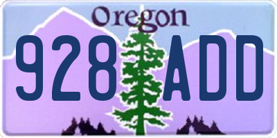 OR license plate 928ADD