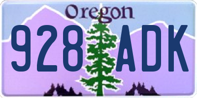 OR license plate 928ADK