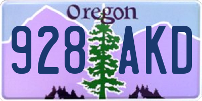 OR license plate 928AKD