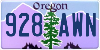 OR license plate 928AWN