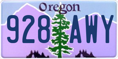 OR license plate 928AWY