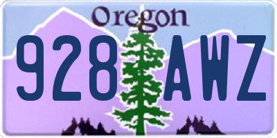 OR license plate 928AWZ