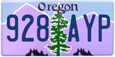 OR license plate 928AYP