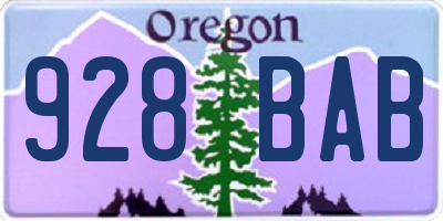 OR license plate 928BAB