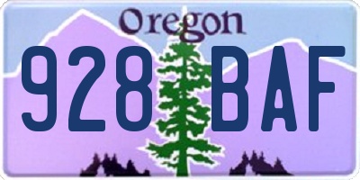 OR license plate 928BAF