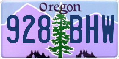 OR license plate 928BHW