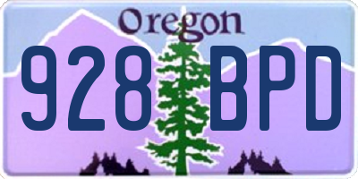 OR license plate 928BPD