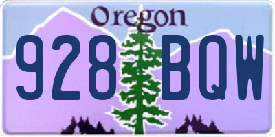 OR license plate 928BQW