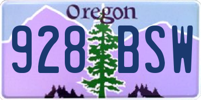 OR license plate 928BSW