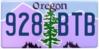 OR license plate 928BTB