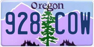 OR license plate 928COW