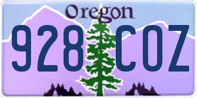 OR license plate 928COZ