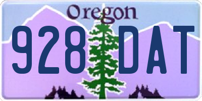 OR license plate 928DAT