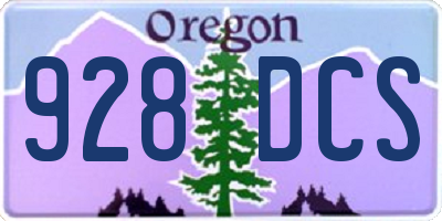 OR license plate 928DCS