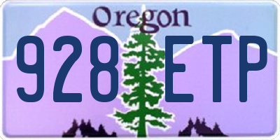 OR license plate 928ETP