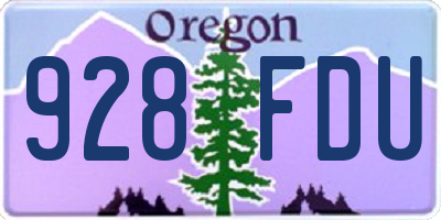 OR license plate 928FDU